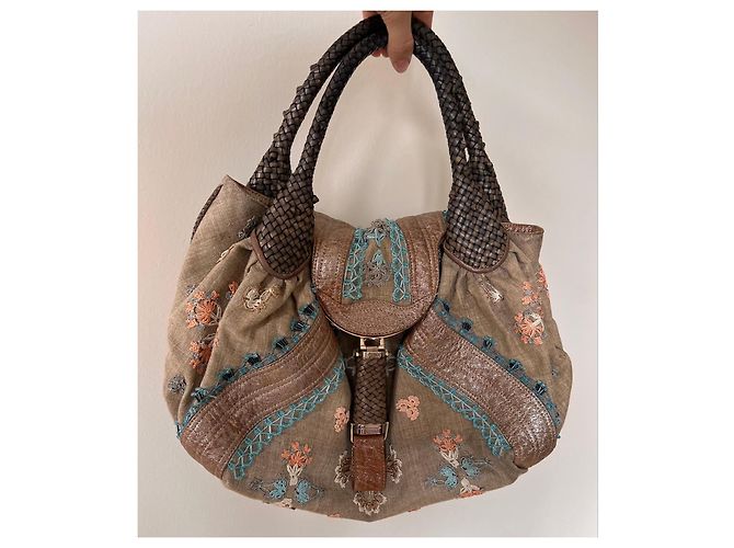 Borsa Fendi Spy Marrone Beige Metallico - vista 4