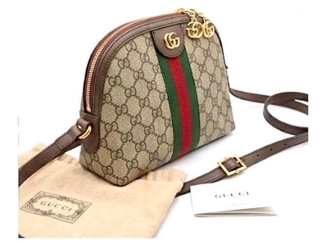 Gucci Ophidia GG Supreme Mini Borsa Marrone Rosso Verde Monogramma - vista 2