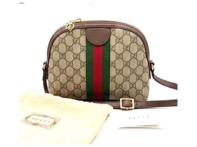 Gucci Ophidia GG Supreme Mini Borsa Marrone Rosso Verde Monogramma - vista 4