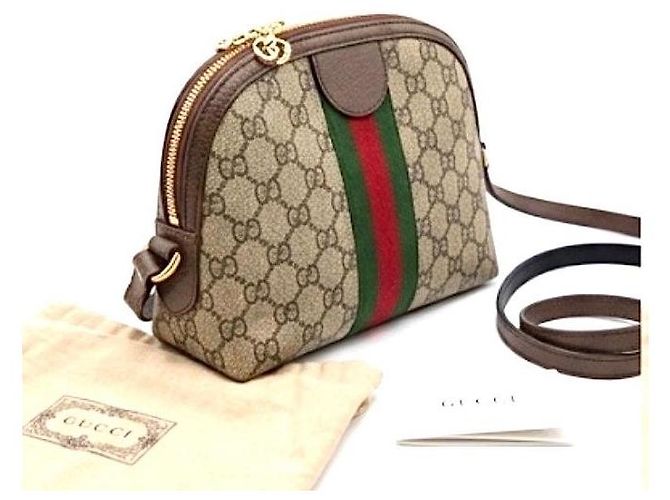 Gucci Ophidia GG Supreme Mini Borsa Marrone Rosso Verde Monogramma - vista 5