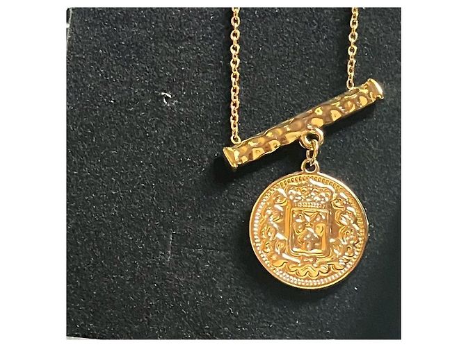 Autre Marque Collar chapado en oro con colgante de moneda y barra martillada Dorado - vista 4