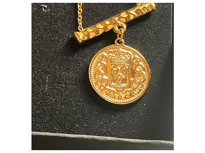 Autre Marque Collar chapado en oro con colgante de moneda y barra martillada Dorado - vista 8