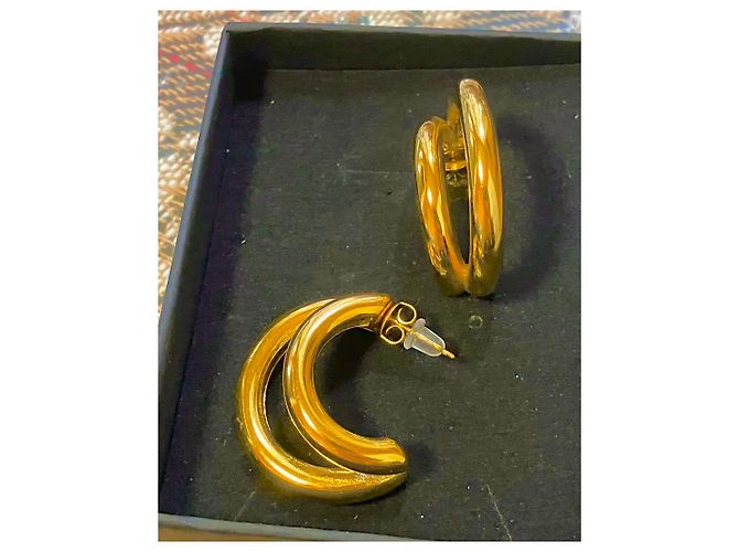 Autre Marque Pendientes de aro doble dorados - vista 3