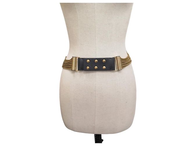 NUEVO CINTURÓN LANVIN DE CUERO CON MULTIPLES FILAS DE CADENAS AW-BEPP6P-CATE-H15 M 78 BELT - vista 2