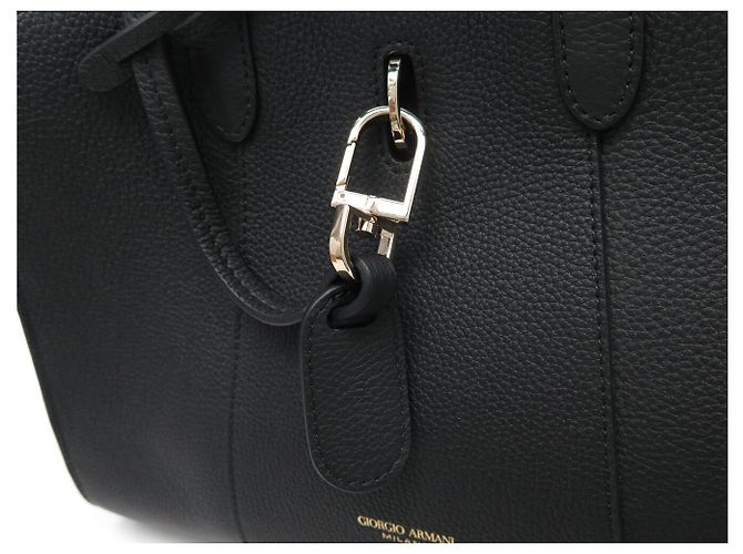 Ganni NUOVA BORSA TOTE PICCOLA IN PELLE GRANULARE ARMANI CON TRACCOLLA NERA - vista 9