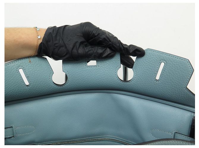 Hermès BORSA HERMES BIRKIN 35 IN PELLE TOGO AZZURRO CIELO 2009 TOTE - vista 12