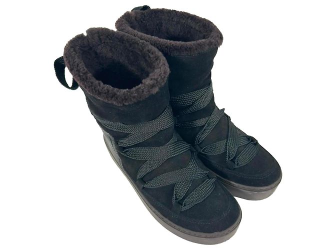 See by Chloé Charlee Shear-Lined Snow Boots in Black Suede - view 7