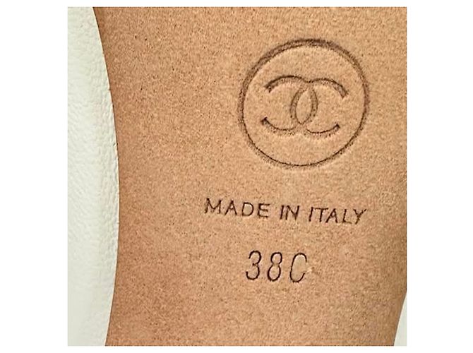 Timeless Stilettos Chanel CC de punta fina en piel blanca Blanco - vista 11