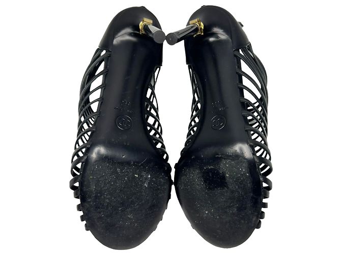 Timeless Sandali con tacco Chanel CC in pelle nera Nero - vista 12
