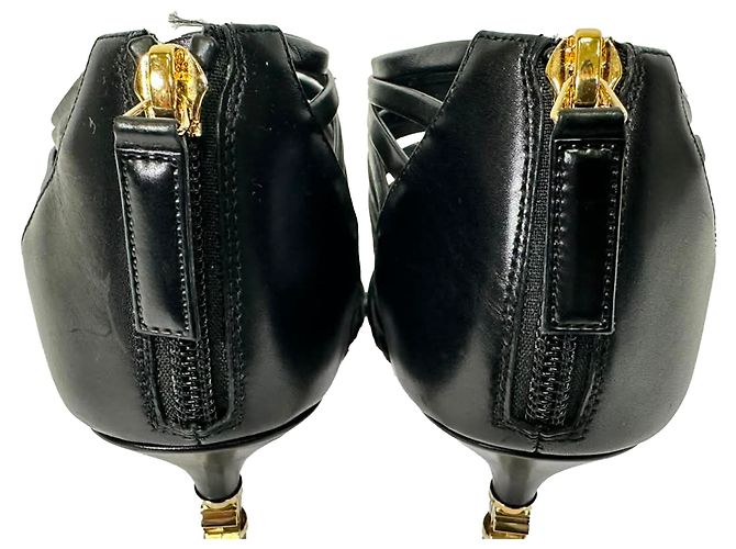 Timeless Sandali con tacco Chanel CC in pelle nera Nero - vista 6