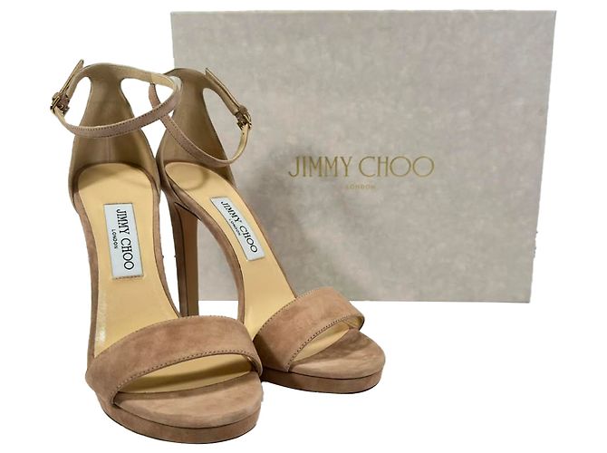 Sandali con tacco Jimmy Choo Misty 120 Ankle Strap in scamosciato marrone - vista 12