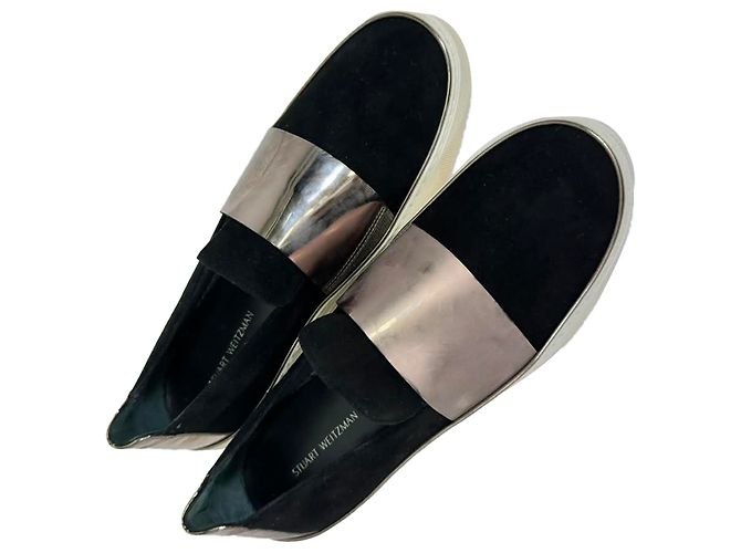 Stuart Weitzman Slip On Sneaker aus schwarzem Samt - Ansicht 5