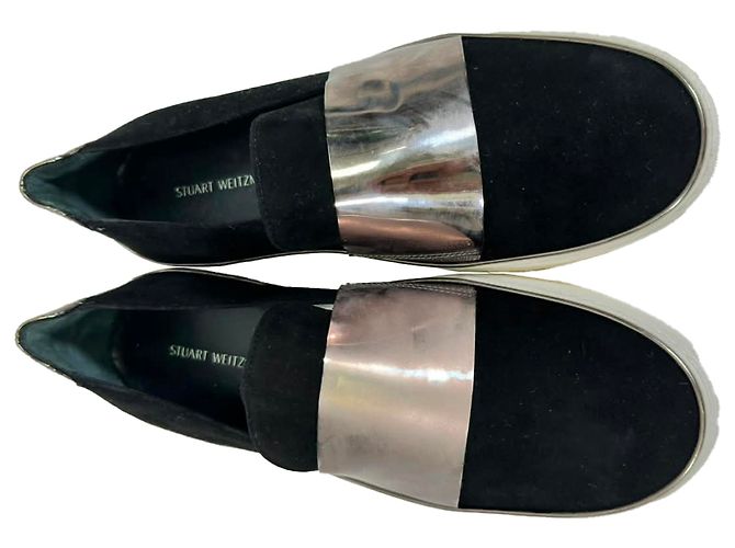 Stuart Weitzman Slip On Sneaker aus schwarzem Samt - Ansicht 6