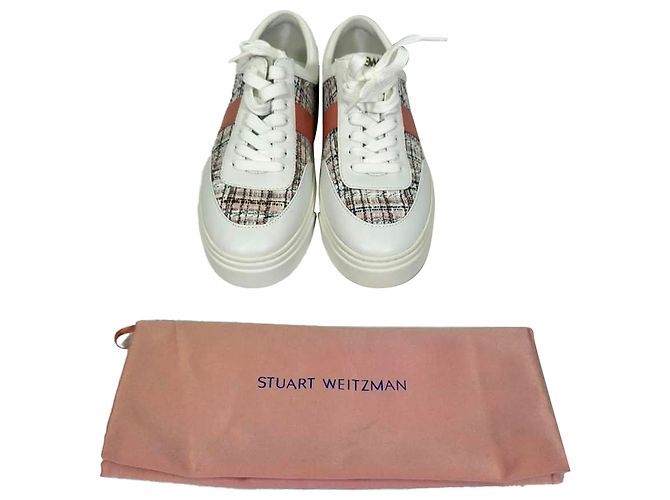 Sneakers Stuart Weitzman in pelle multicolore con accento in tweed - vista 12