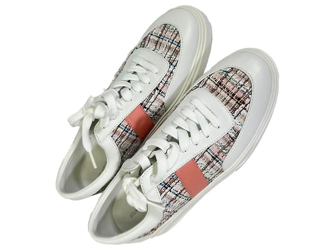 Sneakers Stuart Weitzman in pelle multicolore con accento in tweed - vista 5