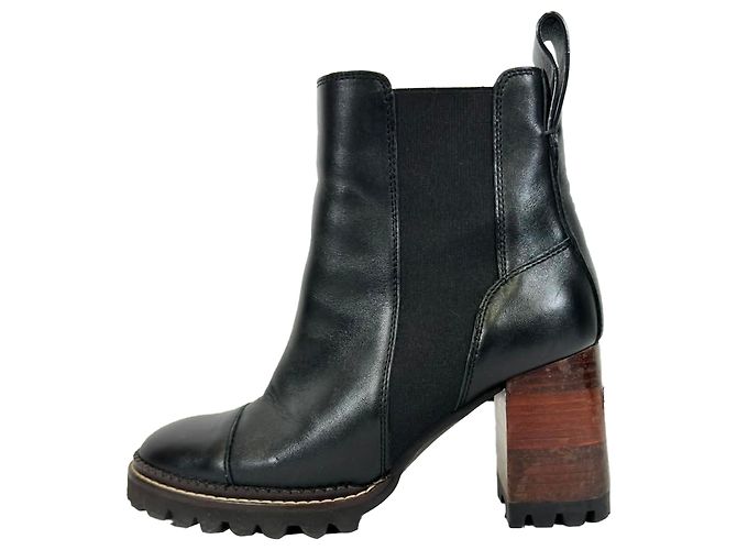 Stivaletti Chelsea Mallory in pelle nera lucida See by Chloé Nero - vista 4