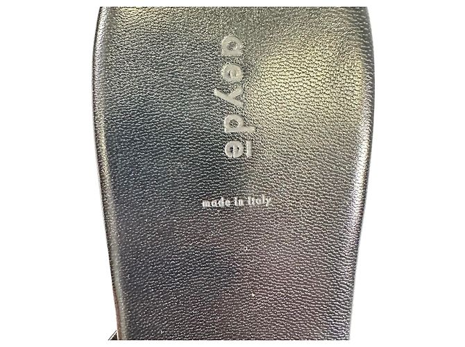 Aeyde Square-Toe Thong Slide Flat Sandals in Black Leather - view 7