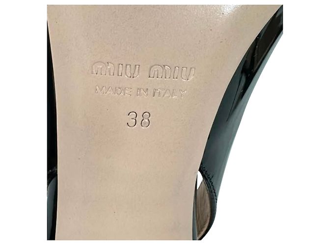 Escarpines slingback con adornos en charol negro Miu Miu - vista 13