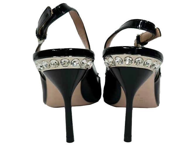 Escarpines slingback con adornos en charol negro Miu Miu - vista 14