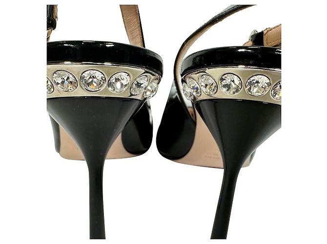 Escarpines slingback con adornos en charol negro Miu Miu - vista 4