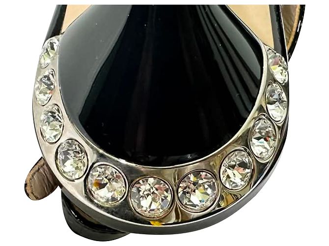 Escarpines slingback con adornos en charol negro Miu Miu - vista 9