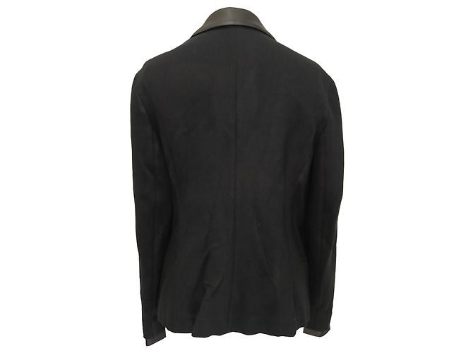 Blazer smoking Theory Leandria com acabamento em couro em viscose preta - vista 3