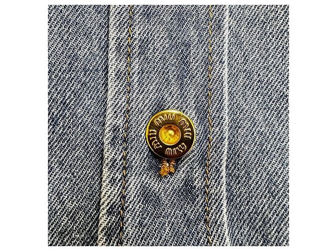 Miu Miu Cropped Shirt mit Raw Hem in Hellblauem Denim - Ansicht 9