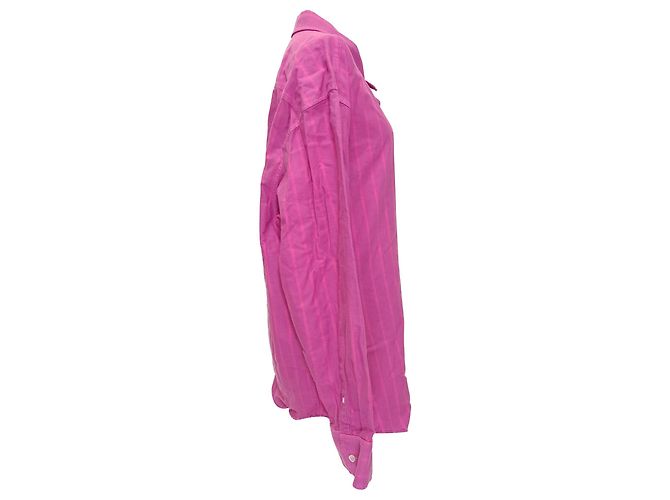 Camisa Boyfriend con bordes deshilachados en algodón rosa Alexander Wang Castaño - vista 2