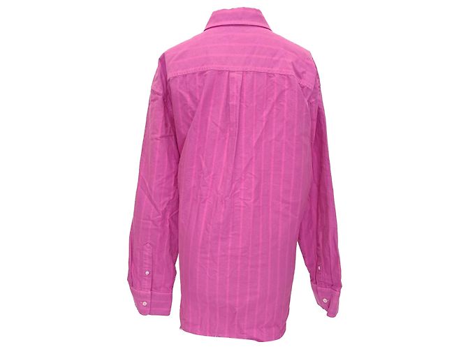 Camisa Boyfriend con bordes deshilachados en algodón rosa Alexander Wang Castaño - vista 3