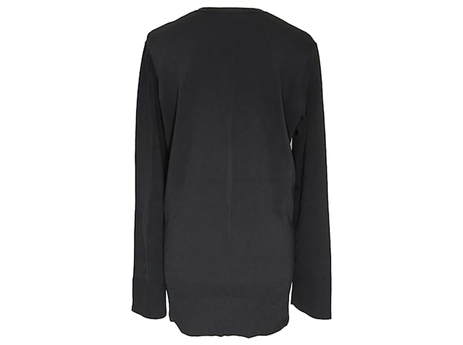 Theory Britona V-Ausschnitt Langarmpullover aus schwarzer Rayon - Ansicht 3