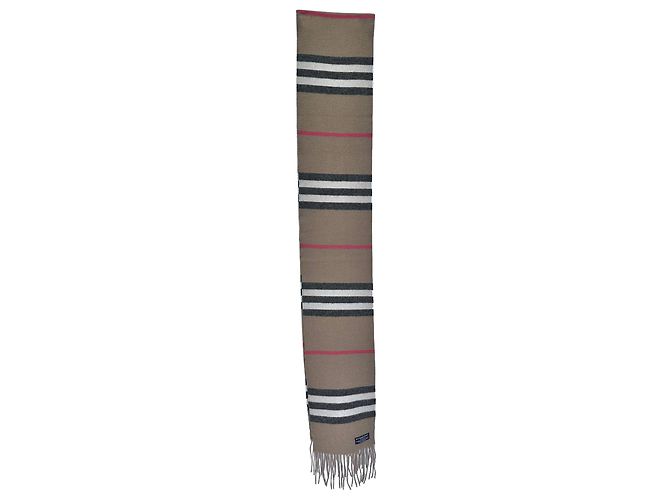 Sciarpa Burberry Icon Stripe Pattern in lana merino beige - vista 3