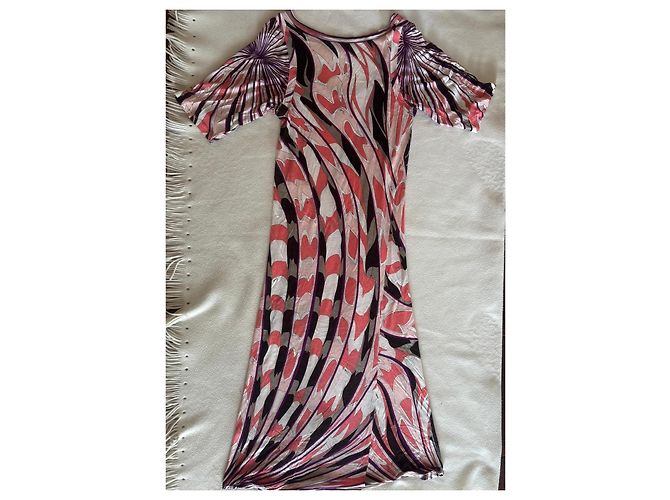 Vestido longo Emilio Pucci com estampa multicolorida Marrom Preto Rosa Branco Cinza Roxo - vista 2
