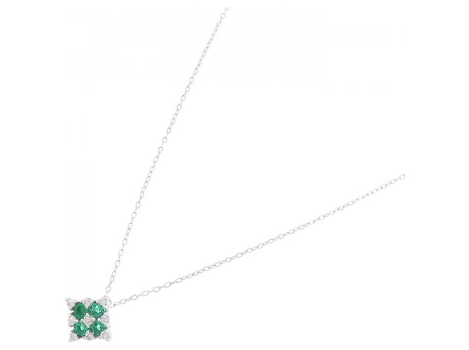 Autre Marque Collana con smeraldo e diamanti Au750 Argento - vista 2