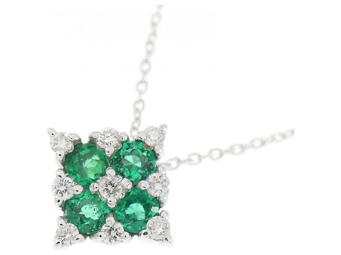 Autre Marque Collana con smeraldo e diamanti Au750 Argento - vista 3