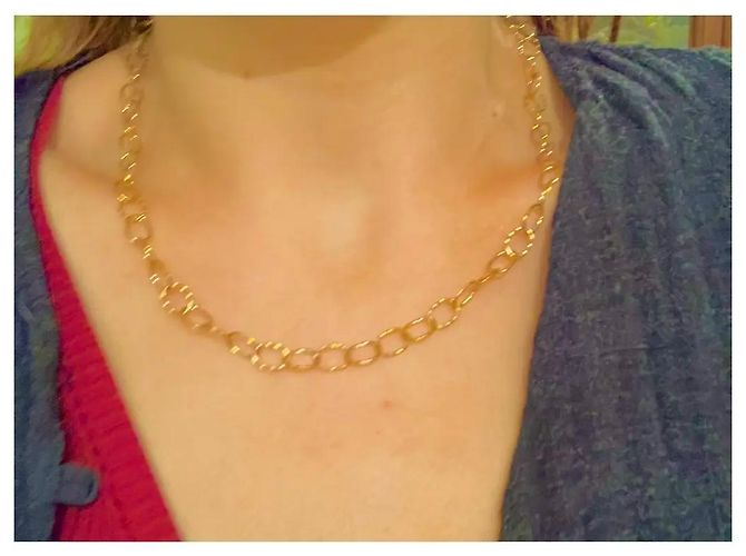Autre Marque Collana a Catena con Maglie Ovali Dorate D'oro - vista 7