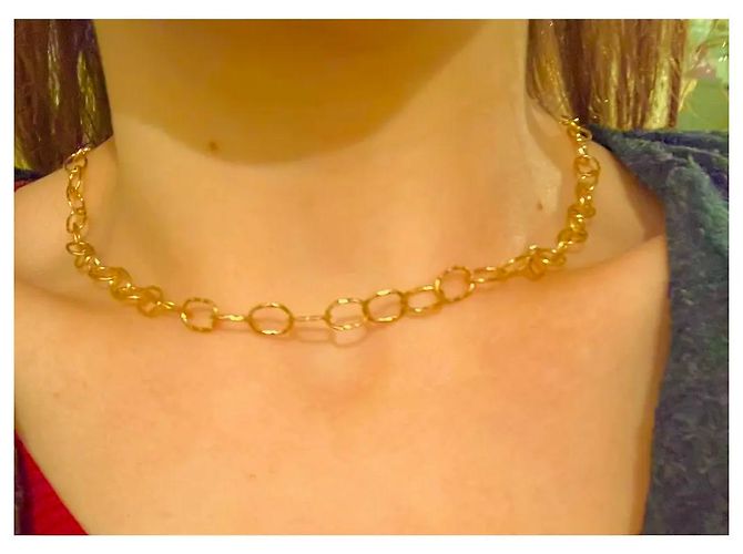 Autre Marque Collana a Catena con Maglie Ovali Dorate D'oro - vista 8