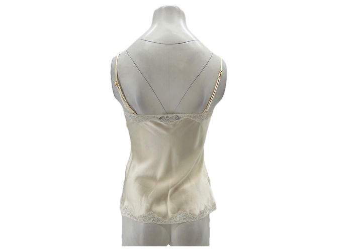Vannina Vesperini Top in seta e pizzo crema Beige - vista 2