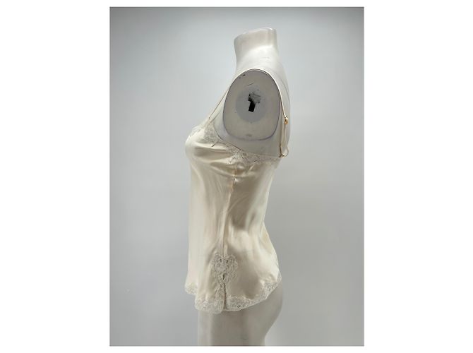Vannina Vesperini Top in seta e pizzo crema Beige - vista 3