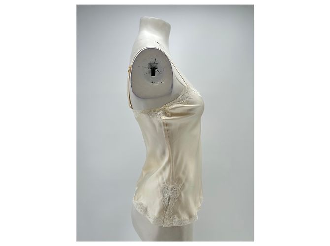 Vannina Vesperini Top in seta e pizzo crema Beige - vista 4