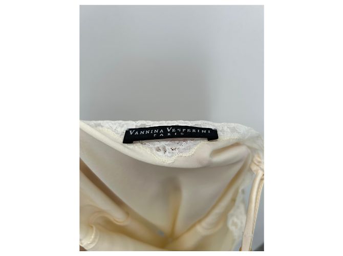 Vannina Vesperini Top in seta e pizzo crema Beige - vista 5