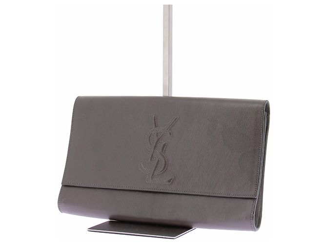 Saint Laurent Pochette "Belle De Jour" kaki in pelle Cachi - vista 5