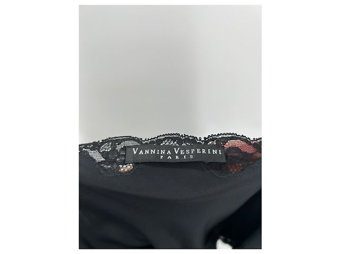 Vannina Vesperini Top in seta e pizzo nero - vista 5