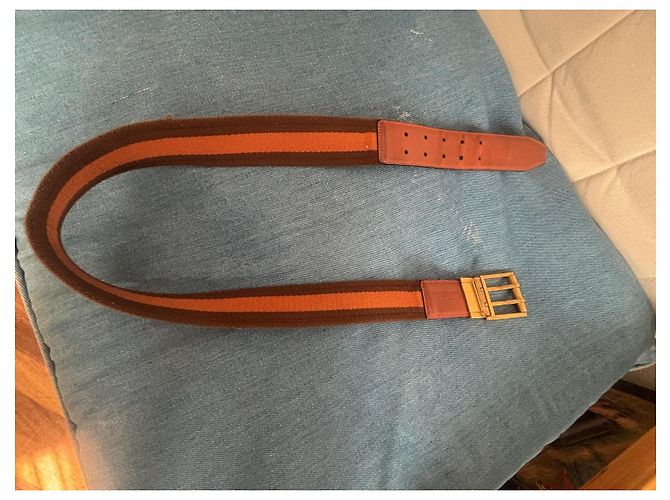 Gucci Reversibler Leder- und Canvas-Gürtel Braun Orange - Ansicht 2