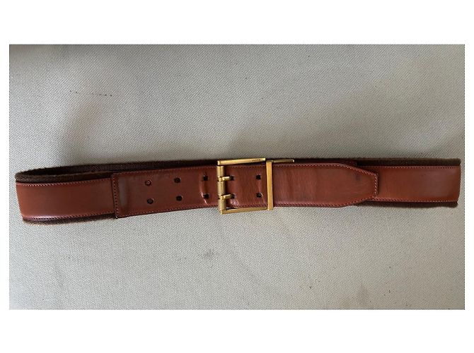 Gucci Reversibler Leder- und Canvas-Gürtel Braun Orange - Ansicht 7