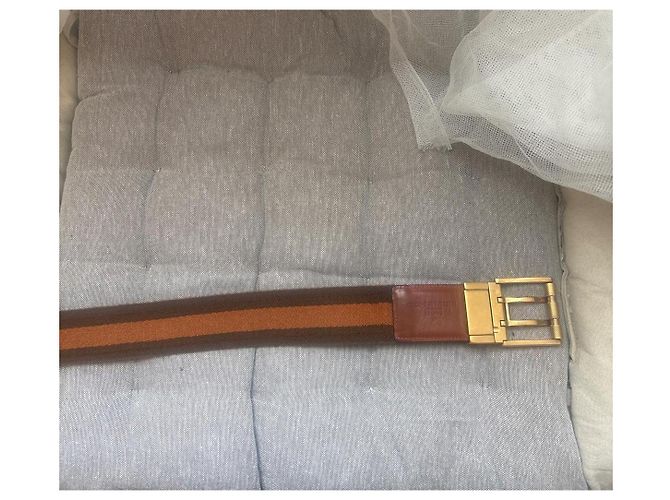 Gucci Reversibler Leder- und Canvas-Gürtel Braun Orange - Ansicht 9