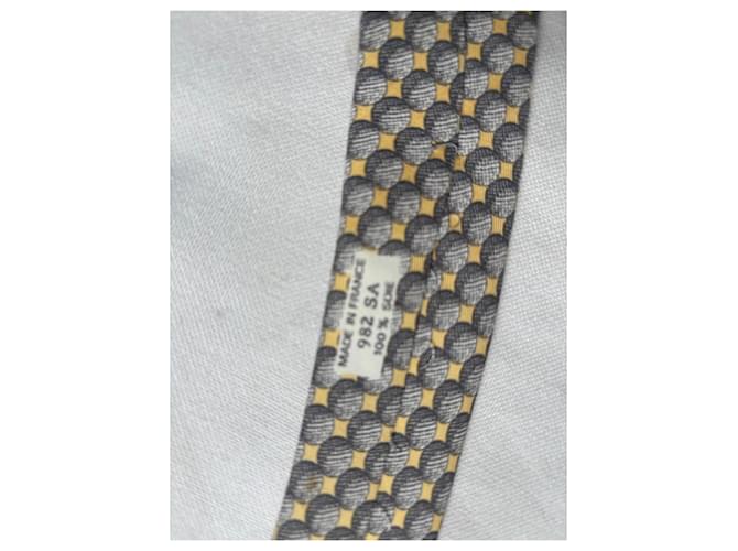 Hermès Silk Tie with Golf Ball Pattern Grey Yellow - view 5
