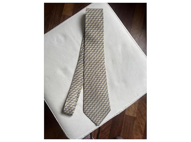 Hermès Silk Tie with Golf Ball Pattern Grey Yellow - view 6