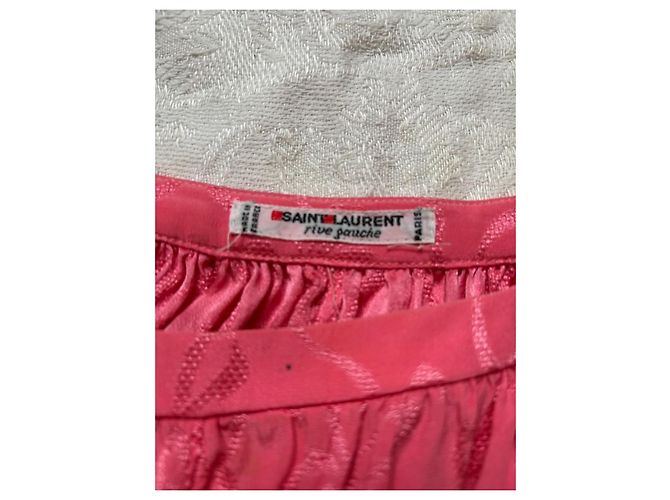 Saint Laurent Rive Gauche Rosa Seidenbluse mit Schleifenmuster Pink - Ansicht 4