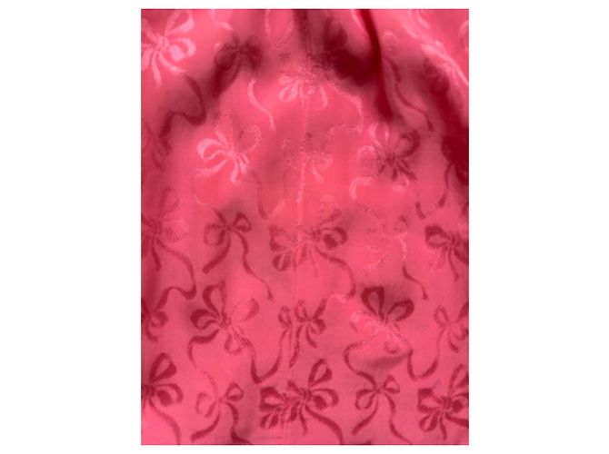 Saint Laurent Rive Gauche Rosa Seidenbluse mit Schleifenmuster Pink - Ansicht 6