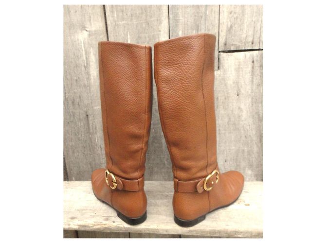 Gucci Botas Altas de Cuero Marrón Castaño - vista 4